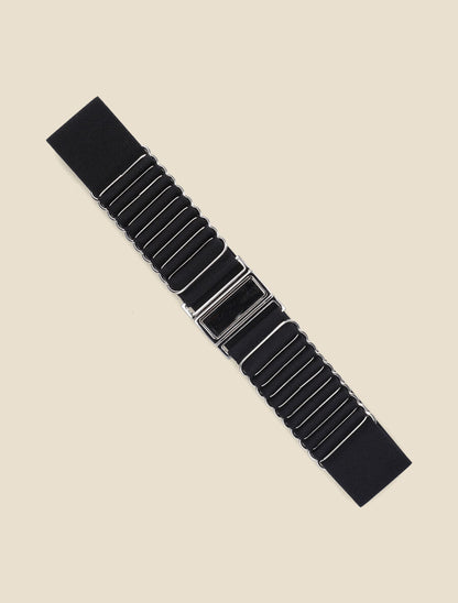 Ceinture élastiquée style acordéon - Noir - 2