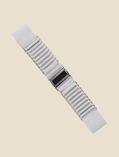 Ceinture élastiquée style acordéon - Argent - 1