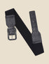 Ceinture python à boucle carrée - Noir - 1