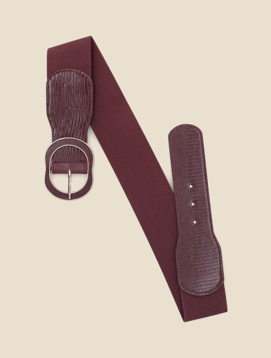 Ceinture extensible imprimé python - Bordeaux - 1