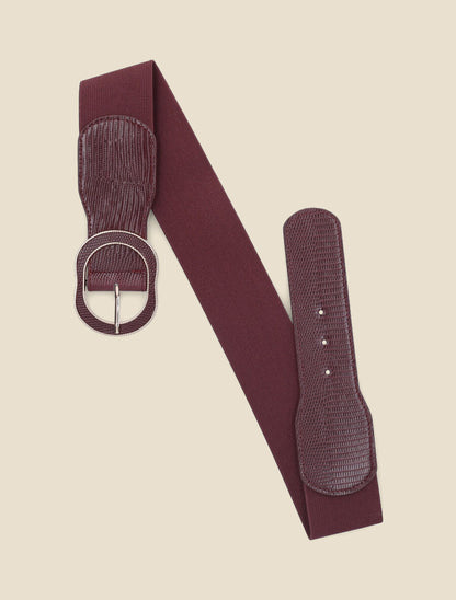 Ceinture extensible imprimé python - Bordeaux - 1