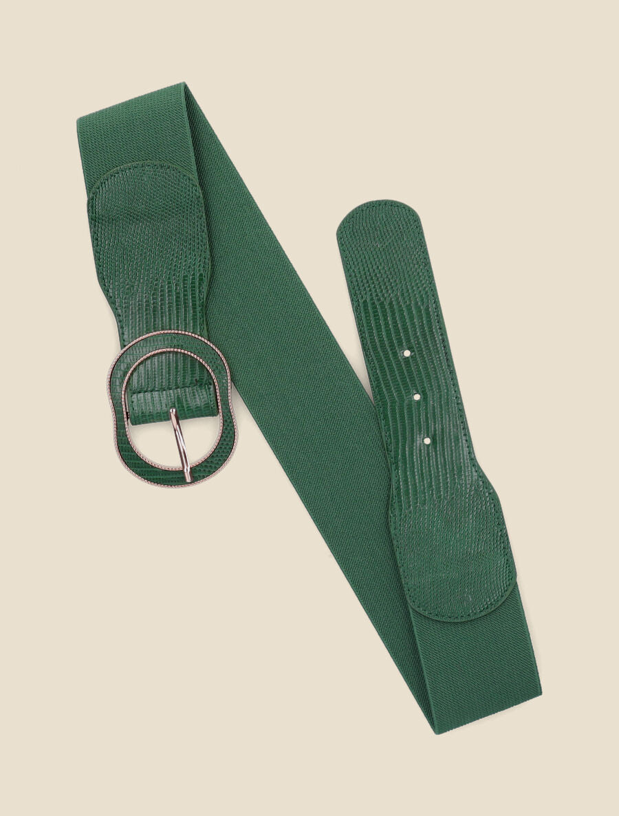 Ceinture extensible imprimé python - Vert - 1