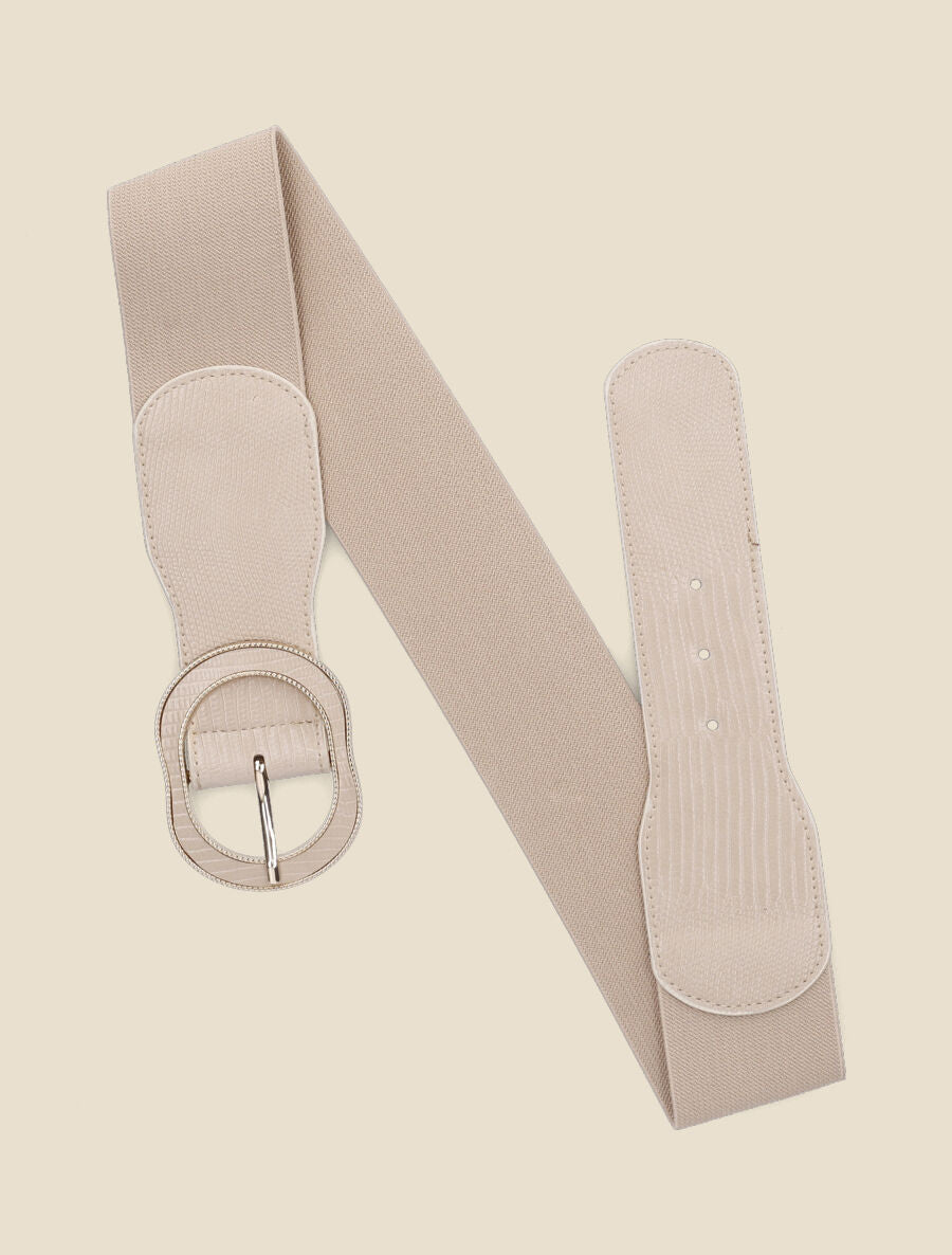 Ceinture extensible imprimé python - Beige - 2