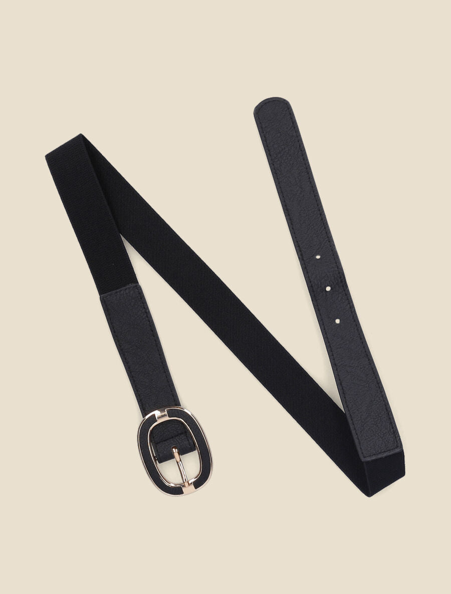 Ceinture élastiquée en simili - Noir - 2