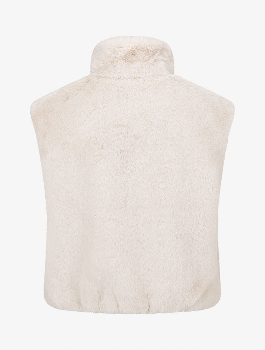 Veste sans manches en fausse fourrure - Beige - 2