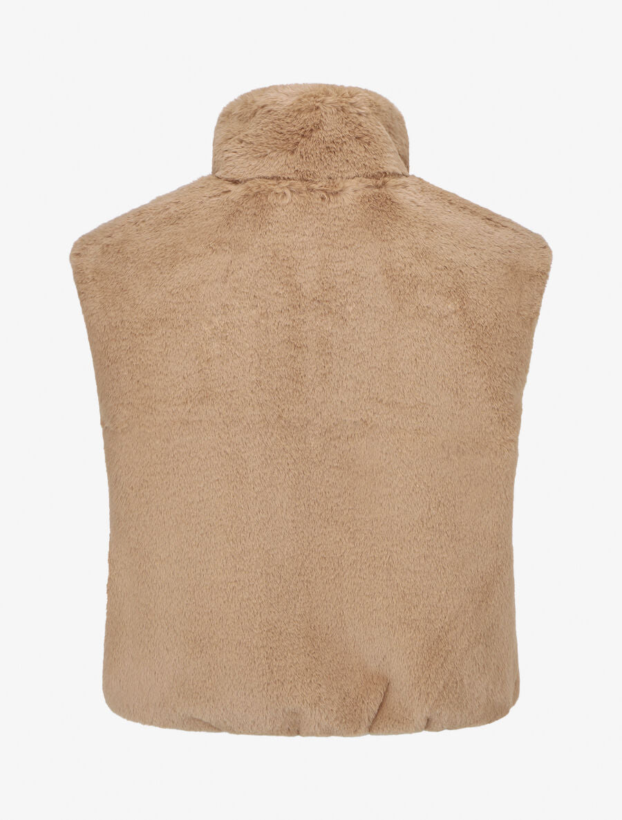 Veste sans manches en fausse fourrure - Taupe - 2