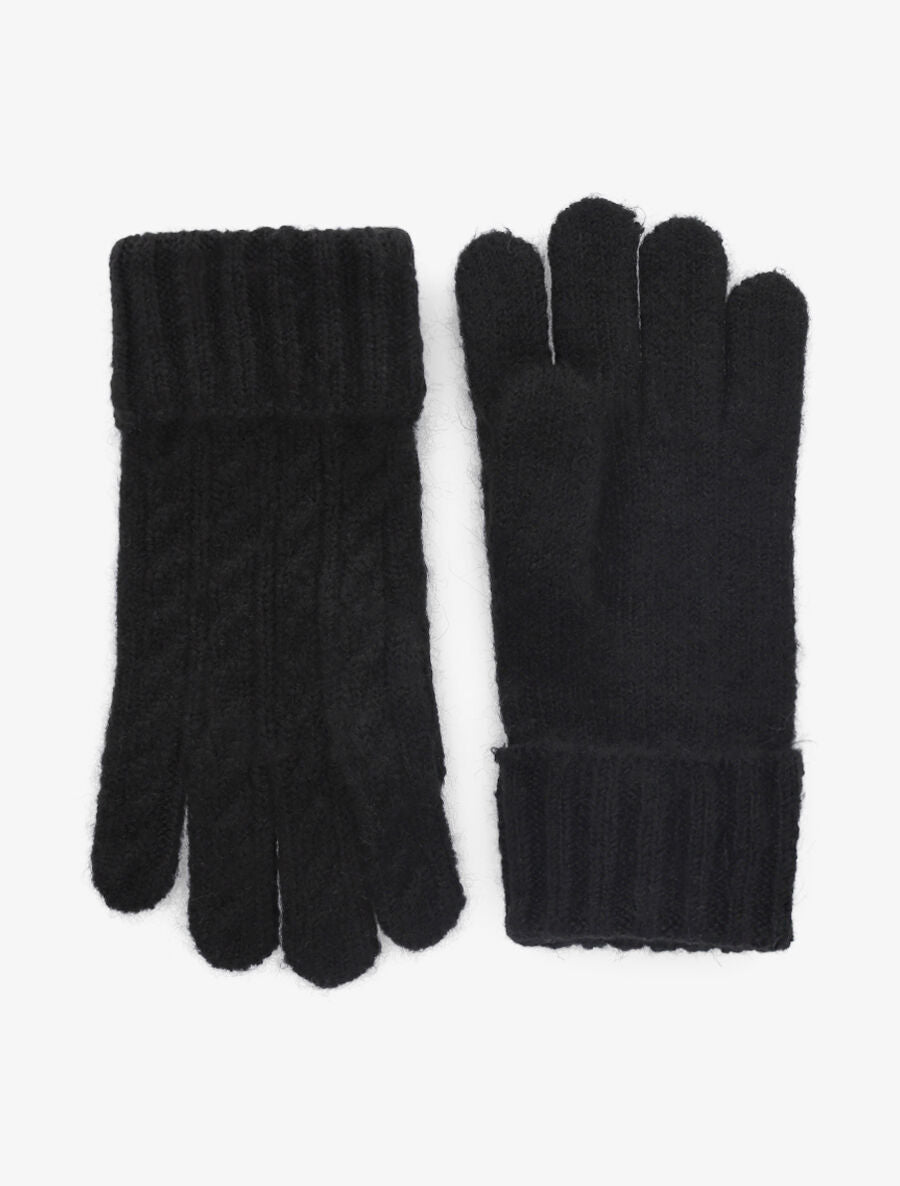Gants en maille tressée - Noir - 2