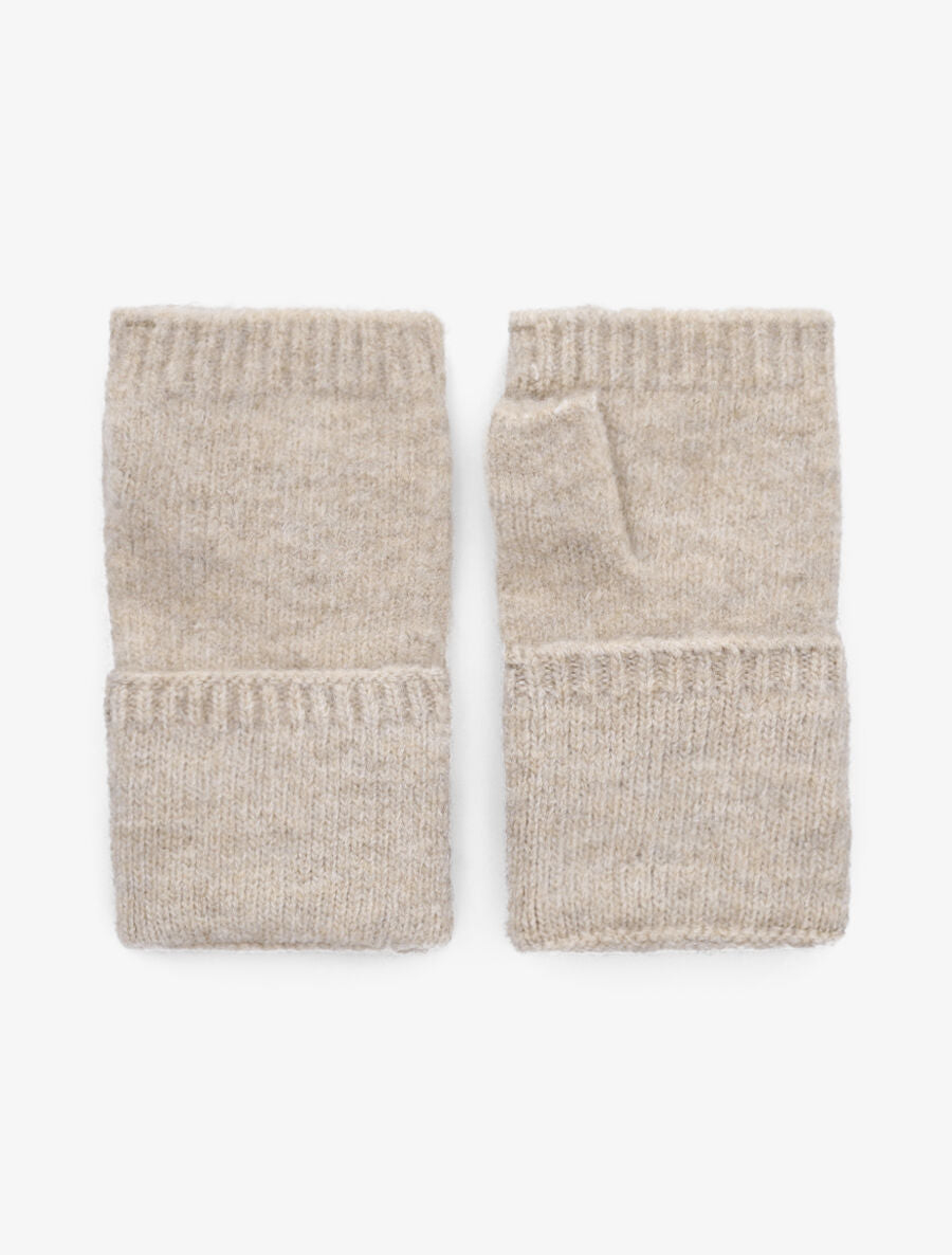 Mitaines unies en laine mélangée - Beige - 2