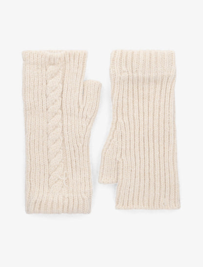 Mitaines unies en maille tressée - Beige - 1