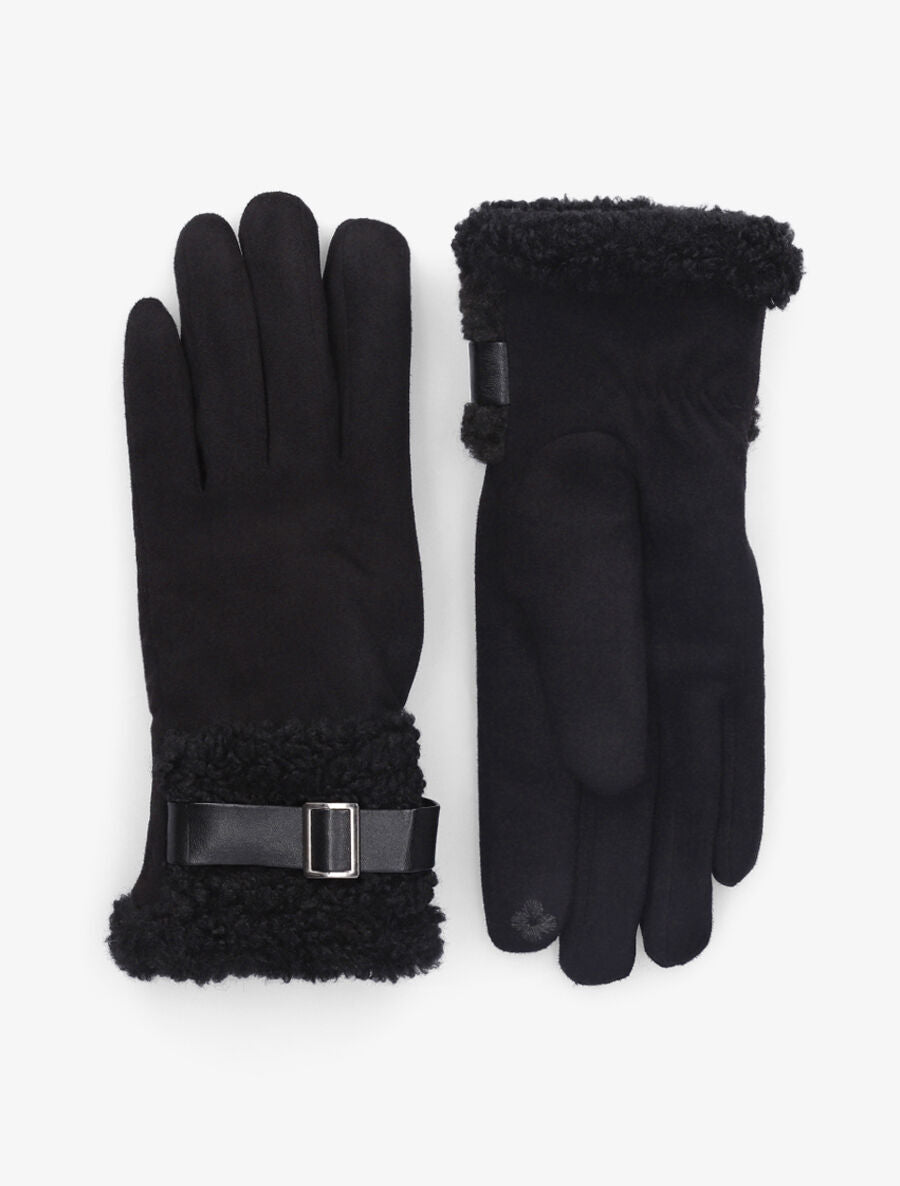 Gants fourrés en suédine - Noir - 2
