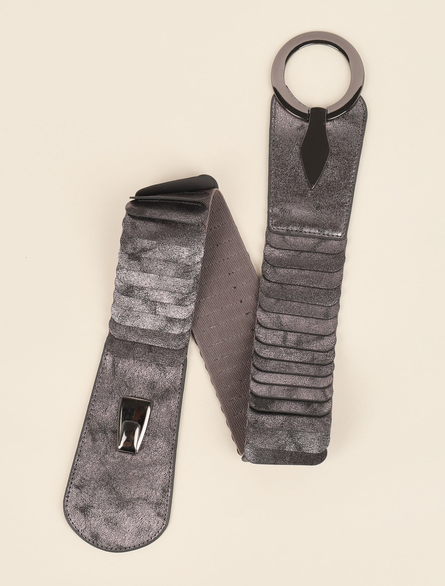 Ceinture à empiècements en simili lamés - Gris - 1