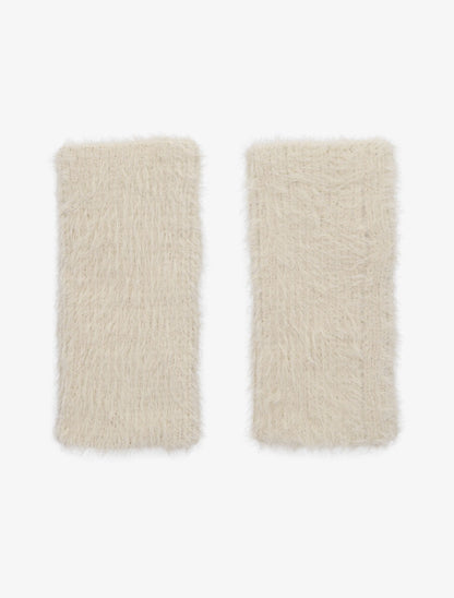 Mitaines en maille duveteuse - Beige - 1