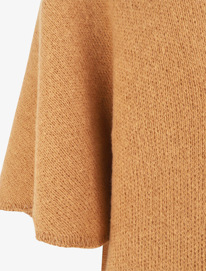 Châle triangulaire en maille - Camel - 3