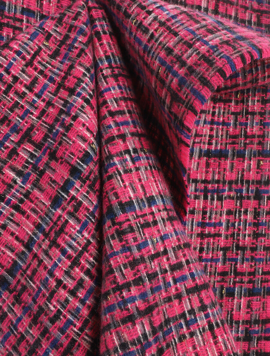 Echarpe à imprimé quadrillé irisé - Fushia - 3