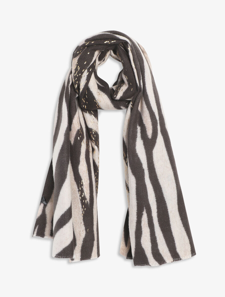 Echarpe à imprimé graphique irisé - Beige - 1