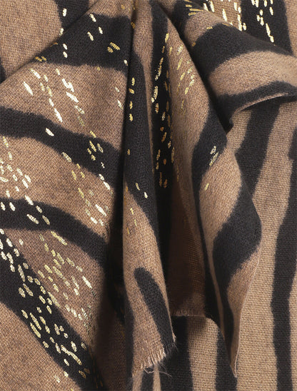 Echarpe à imprimé graphique irisé - Camel - 3