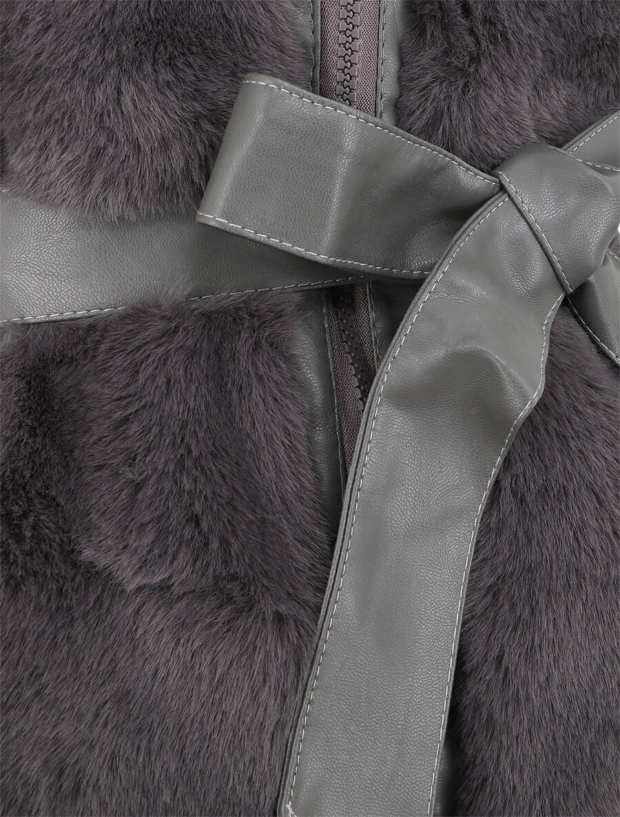 Veste longue ceinturée et zippée - Gris - 3