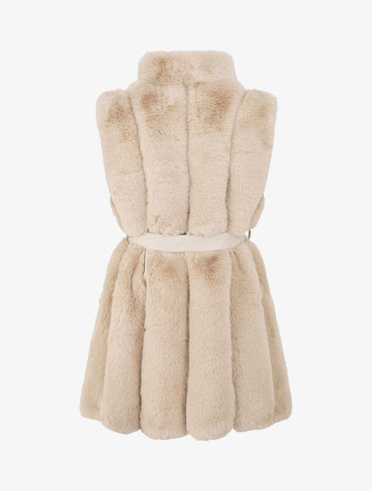 Veste longue ceinturée et zippée - Beige - 2