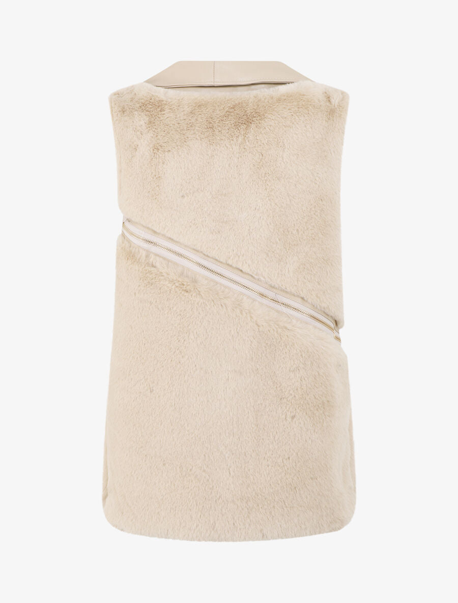 Veste sans manches à zips décoratifs - Beige - 2