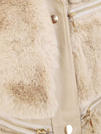Veste sans manches à zips décoratifs - Beige - 3