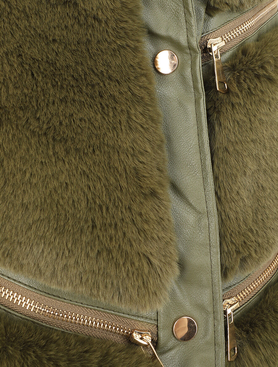 Veste sans manches à zips décoratifs - Kaki - 3