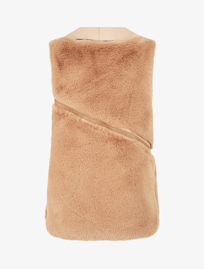 Veste sans manches à zips décoratifs - Camel - 2