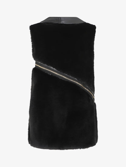 Veste sans manches à zips décoratifs - Noir - 2