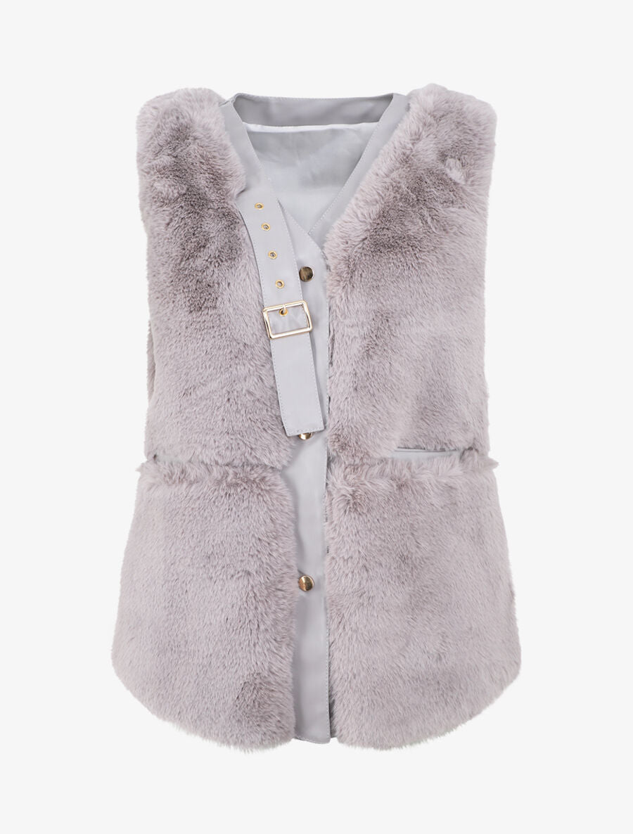 Veste sans manches à sangle décoratif - Gris - 1