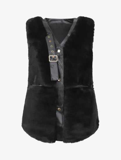 Veste sans manches à sangle décoratif - Noir - 1