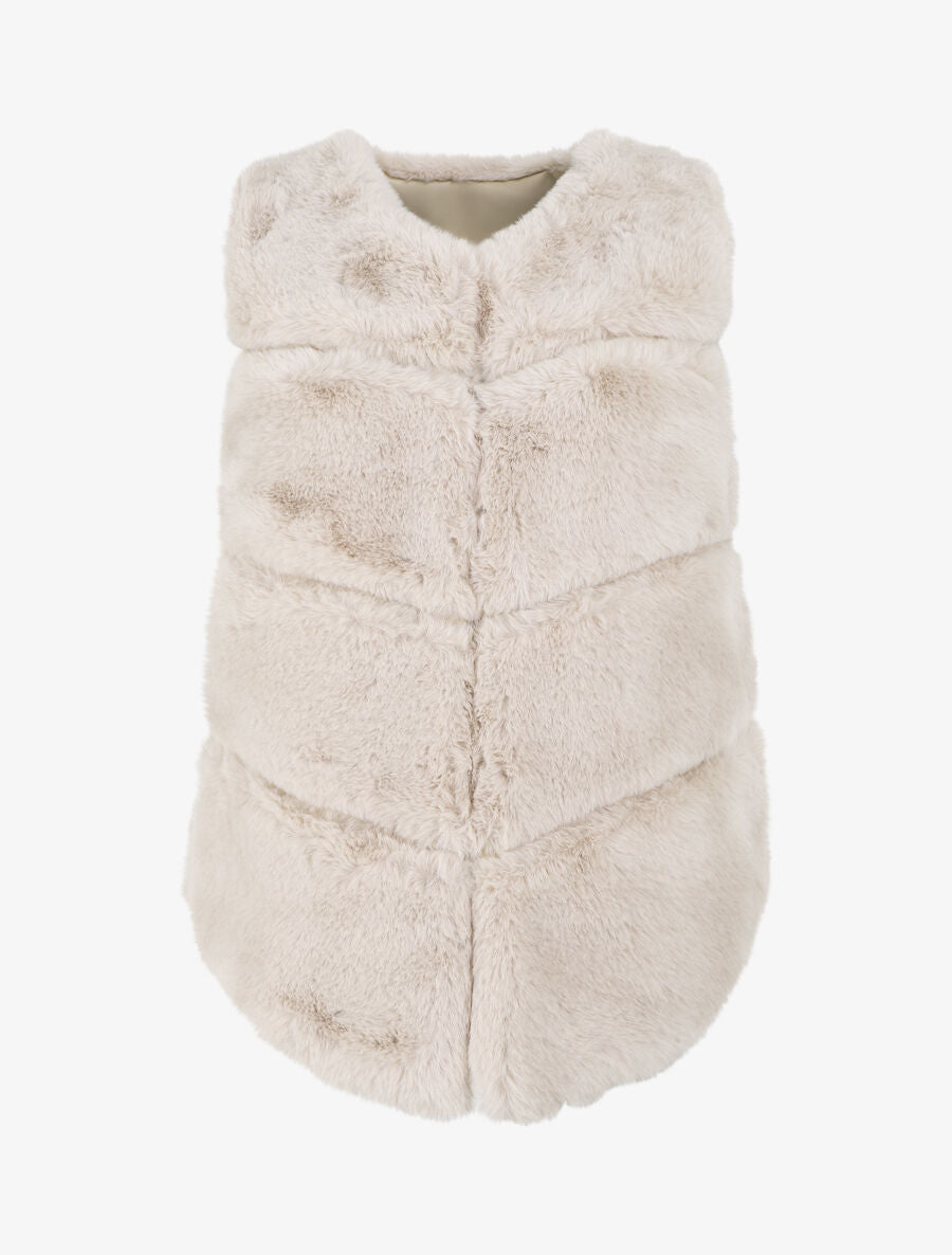 Veste sans manches en fausse fourrure - Beige - 4