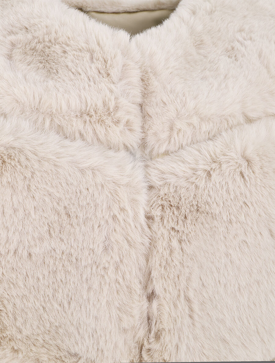 Veste sans manches en fausse fourrure - Beige - 3