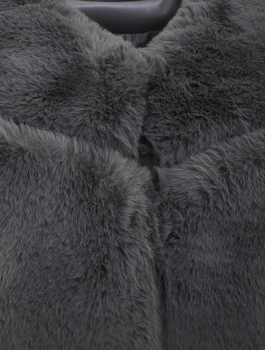 Veste sans manches en fausse fourrure - Gris - 3