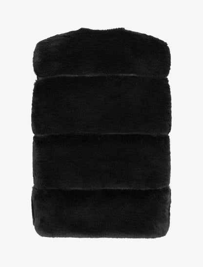 Veste sans manches en fausse fourrure - Noir - 2