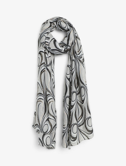 Foulard à imprimé vagues irisées - Noir - 1