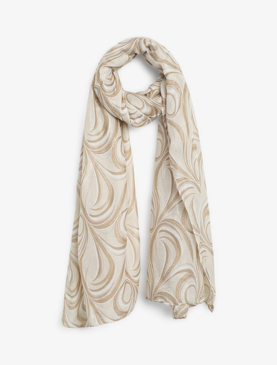 Foulard à imprimé vagues irisées - Beige - 4