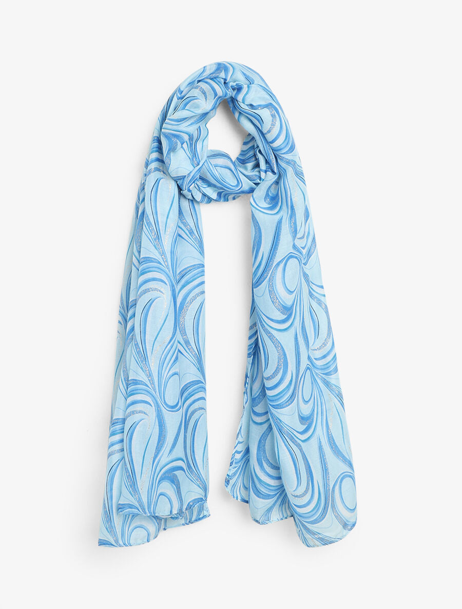Foulard à imprimé vagues irisées - Bleu ciel - 1