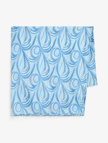 Foulard à imprimé vagues irisées - Bleu ciel - 2