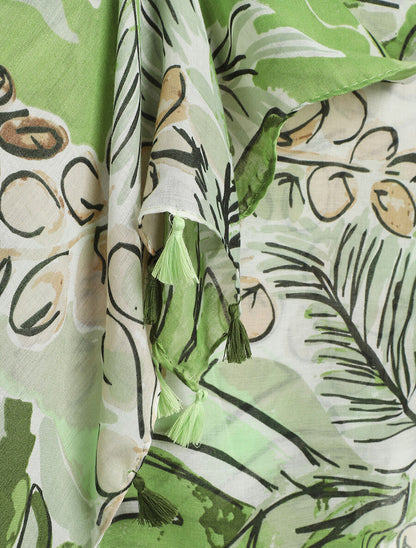 Foulard à imprimé grandes feuilles - Vert - 3