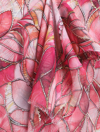 Foulard à imprimé abstrait irisé - Rose - 3