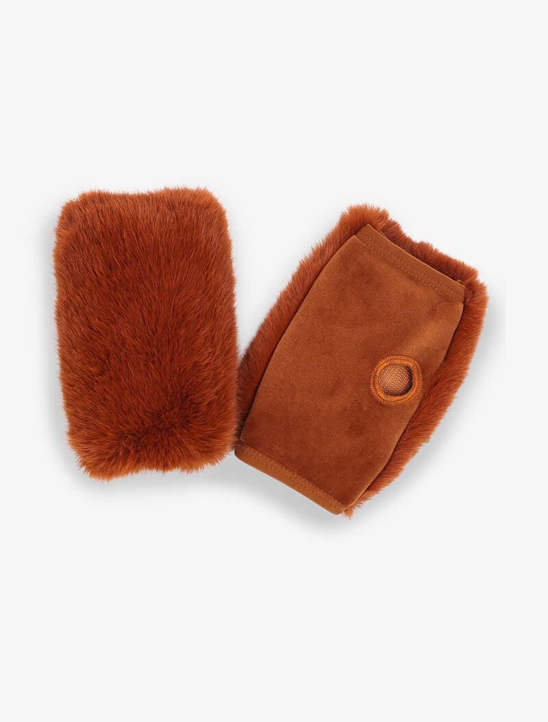 Mitaines en fausse fourrure - Camel - 1