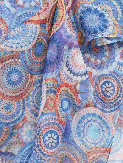 Foulard imprimé rosaces - Bleu - 3