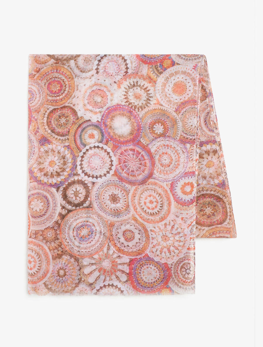 Foulard imprimé rosaces - Beige - 2