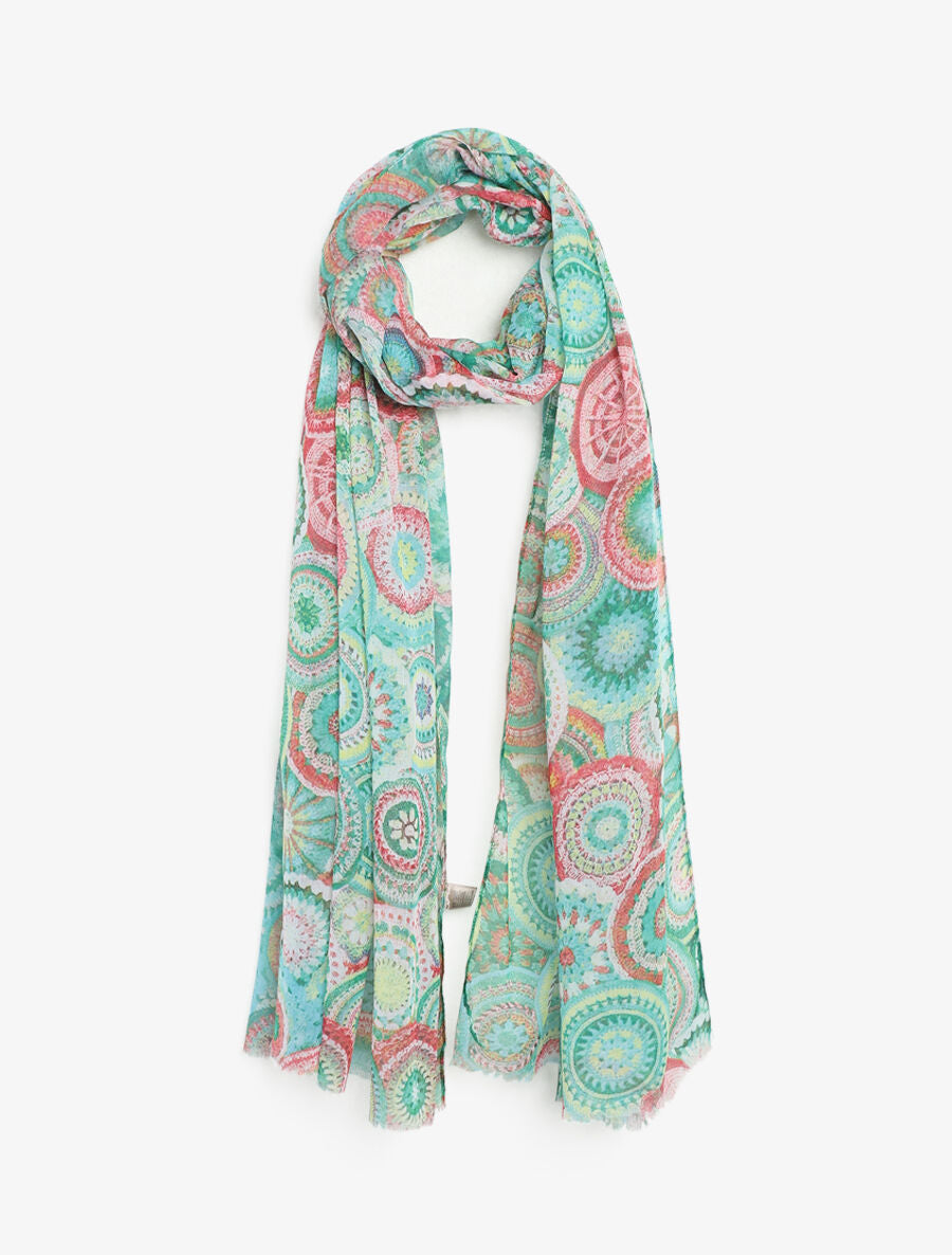 Foulard imprimé rosaces - Vert - 1