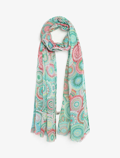 Foulard imprimé rosaces - Vert - 1