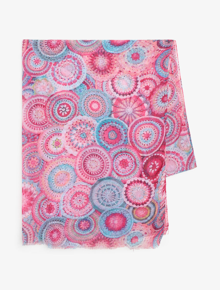 Foulard imprimé rosaces - Rose - 2