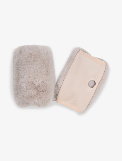 Mitaines en fausse fourrure - Beige - 3