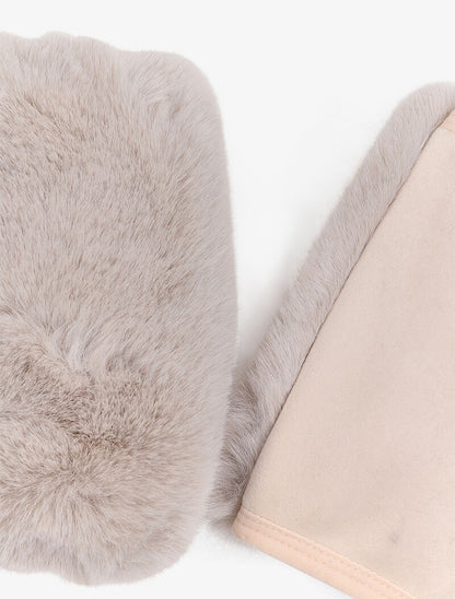 Mitaines en fausse fourrure - Beige - 2
