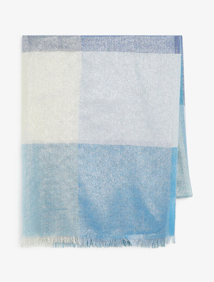 Foulard irisé à grands carreaux - Bleu - 2