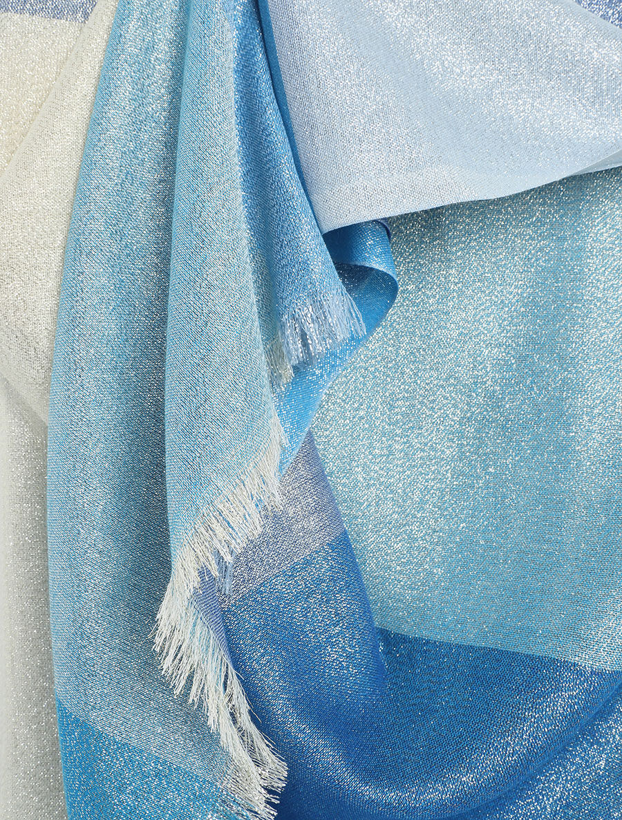 Foulard irisé à grands carreaux - Bleu - 3