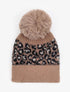 Bonnet à pompon imprimé léopard - Camel - 3